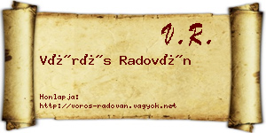 Vörös Radován névjegykártya